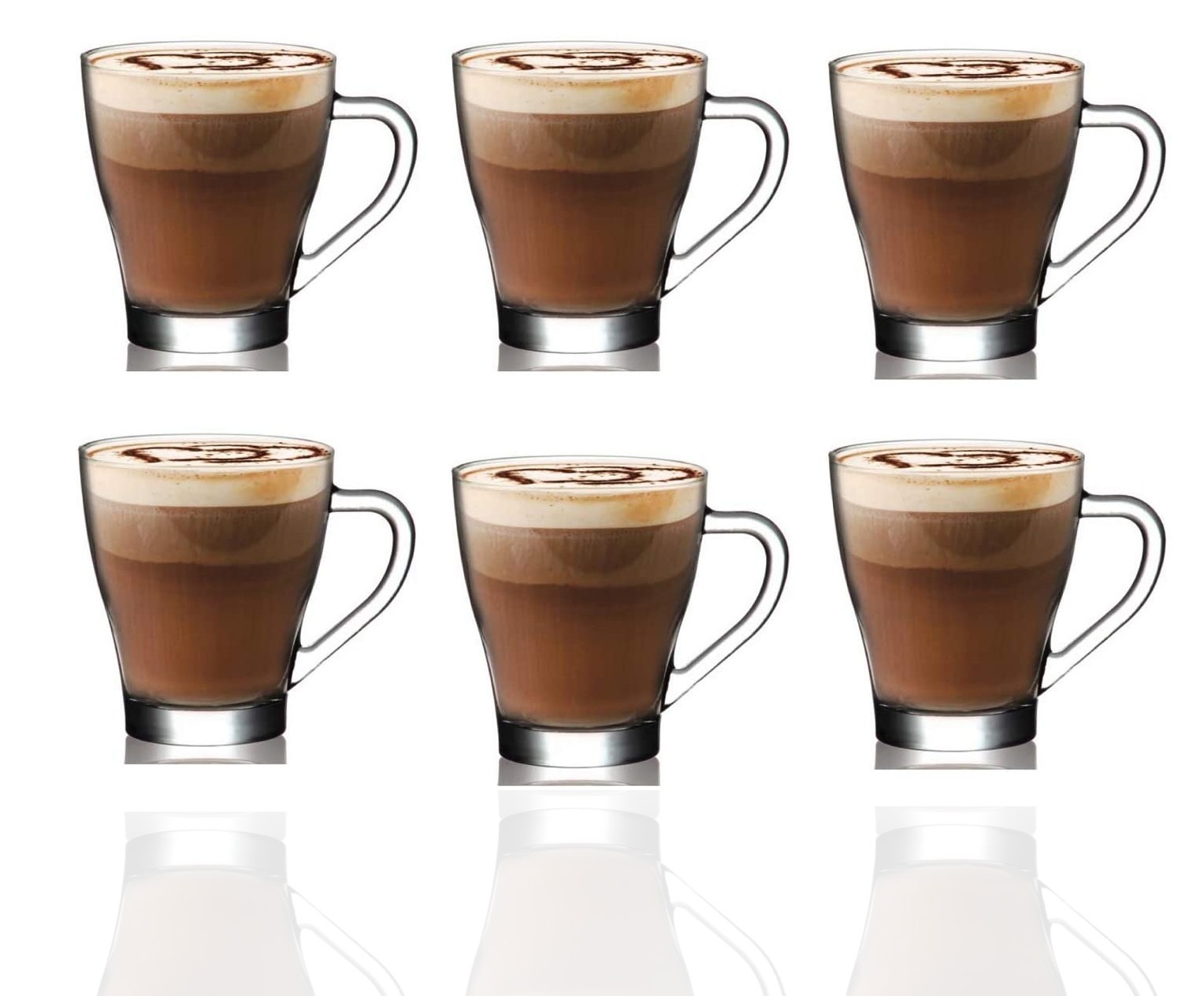 Set of 6 Hot Chocolate Cup Glass 260ml