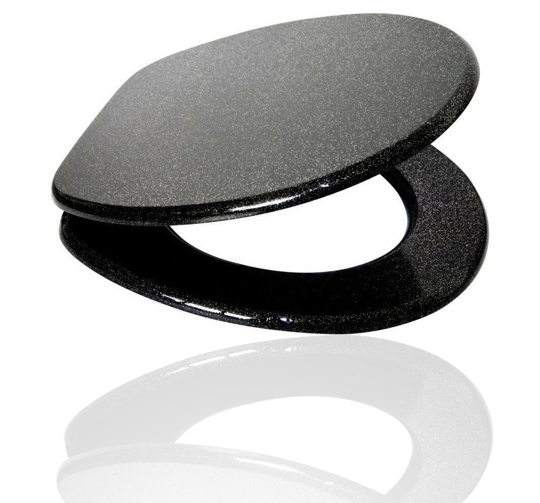 Black Wooden Glitter Toilet Seat With Fixing