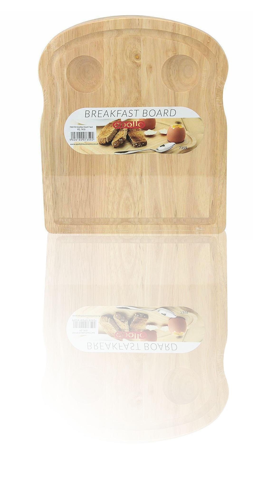 Rubberwood Breakfast Board Toast Shaped Serving Tray with Egg Holders