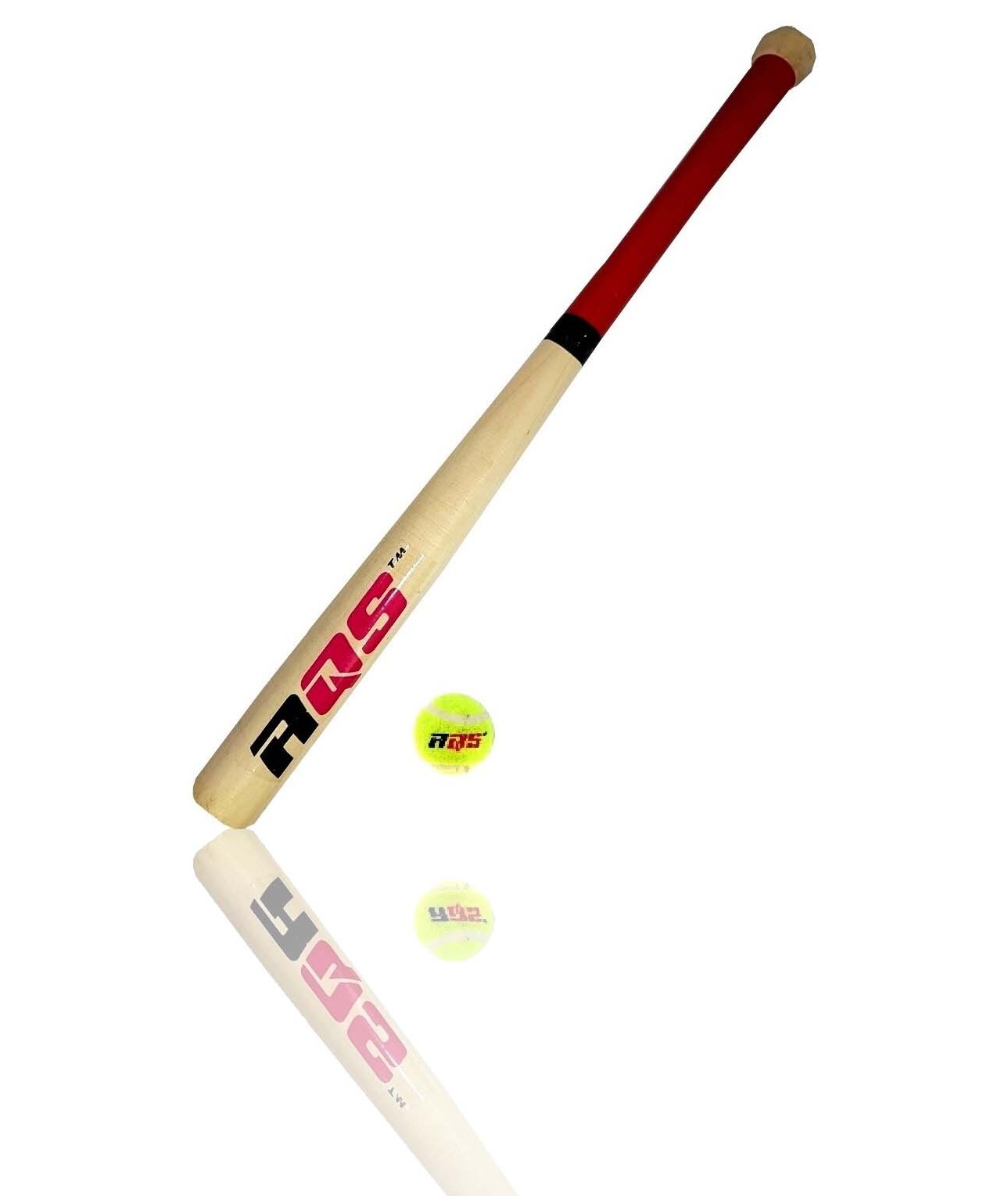 17" Wooden Baseball Bat & Soft Tennis Ball